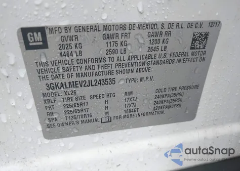 2018 GMC Terrain Sle from USA, damaged, VIN 3GKALMEV2JL243535